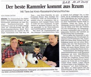 Zeitungsartikel HAZ Kreisverbandschau Rössing